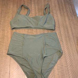 Olive green aerie high waist bikini